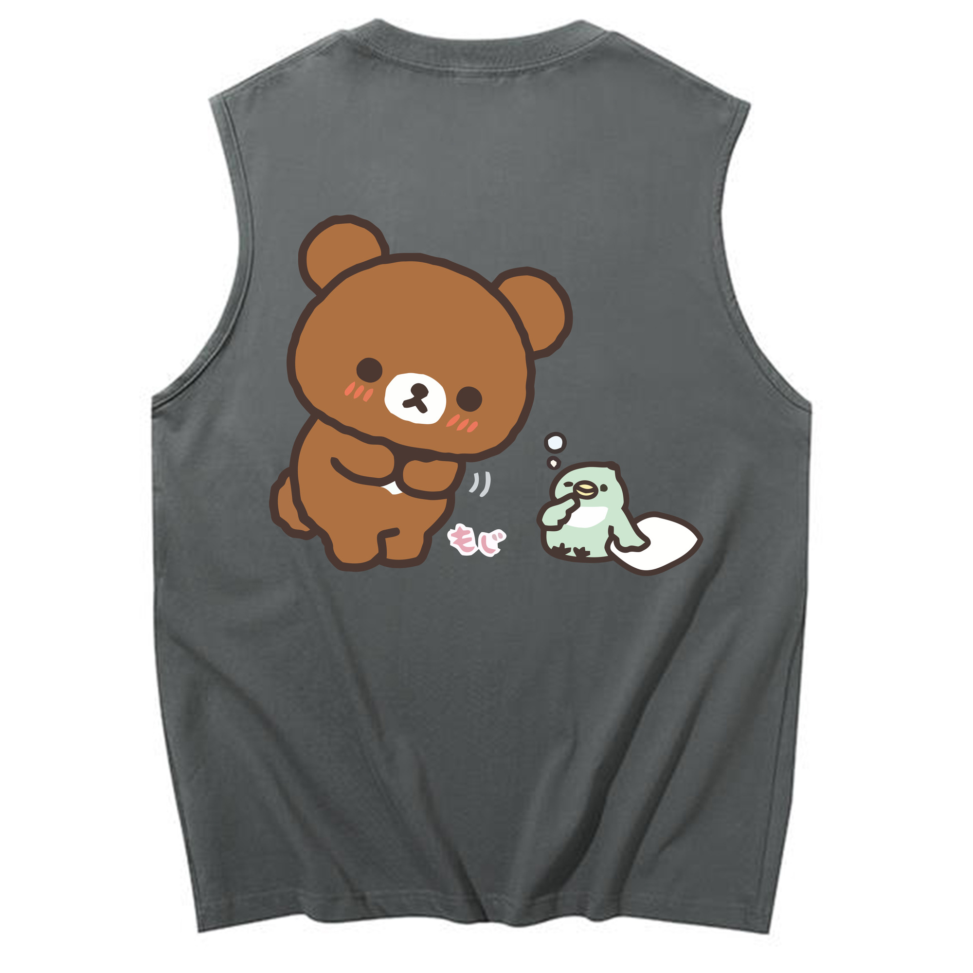 （画像用） リラックマ リラックマ キイロイトリ Rilakkuma Korilakkuma Kiiroitori コットン100％タンクトップ（背面プリント）